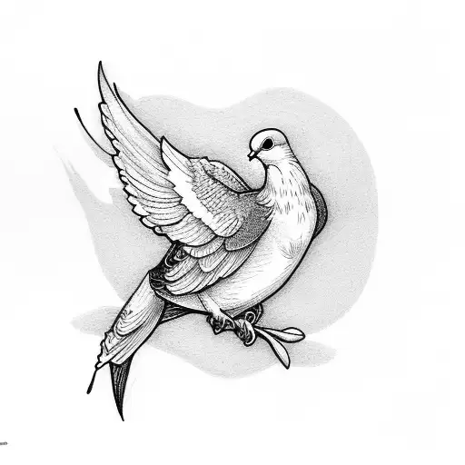 Dove With Lavender In Its Mouth