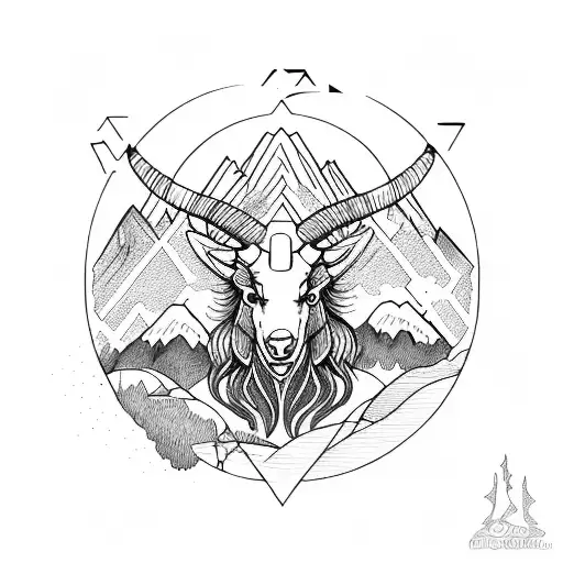Capricorn With Mountains