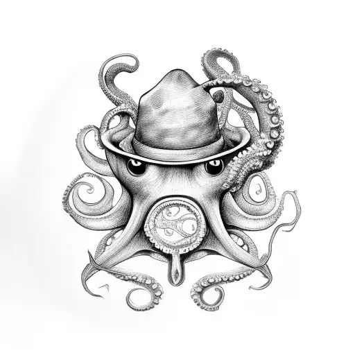 A Coffee Mug With An Octopus Wearing A Hat As The Handle