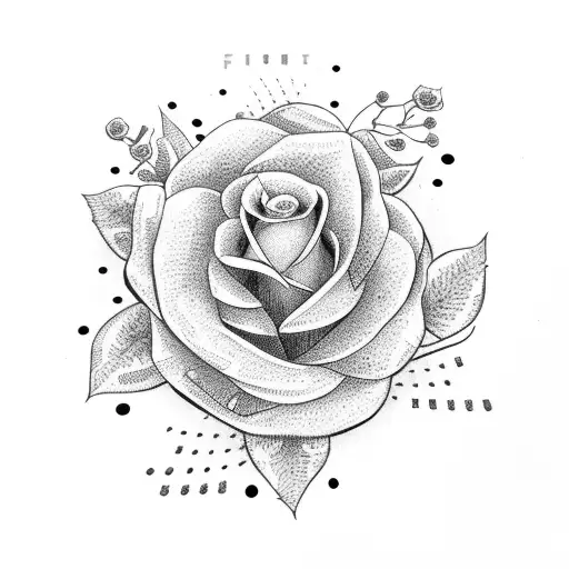 Floral Arrangement With Gun-shaped Stems In A Dotwork Style