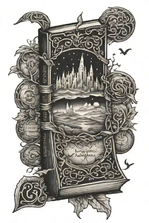 Fantasy Book Tattoo Inspired By The Lord Of The Rings Book Series