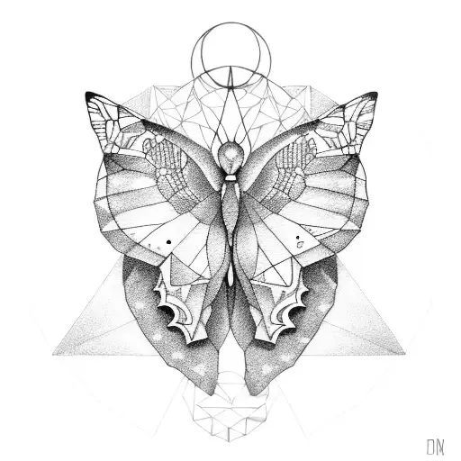 Polygon Butterfly With The Moon Phases On Top