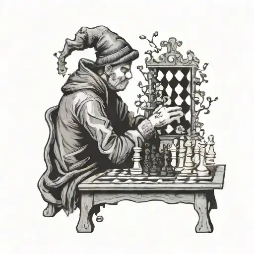 A Fall Guy Character Playing Chess With A Tree