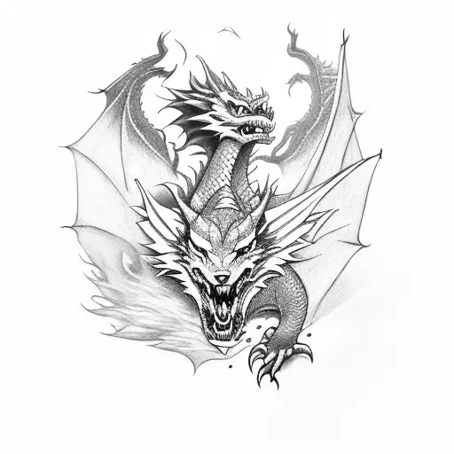 A Dragon And Wolf Ina Battle