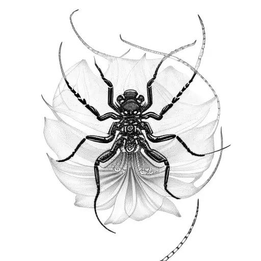 Centipede Crawling On A Spider Lily