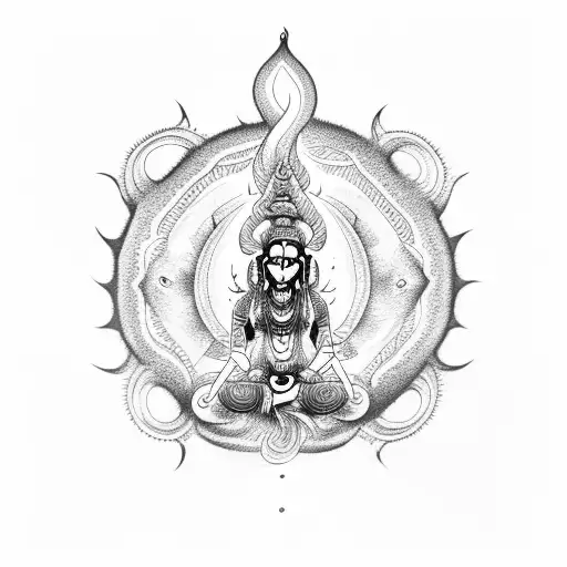 Hindu Aum With Fire Trident