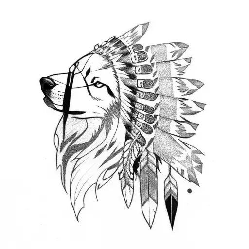 Woman Native American Headgear With Wolf Head