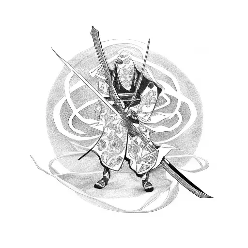 2 Katanas In A Cross Formation With A Rose Vine