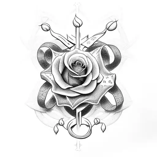 A Christain Cross With A Rose Vine