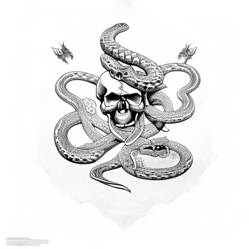 Skull With Snake