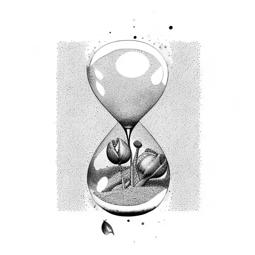 An Hourglass With Falling Tulip Petals Instead Of Sand