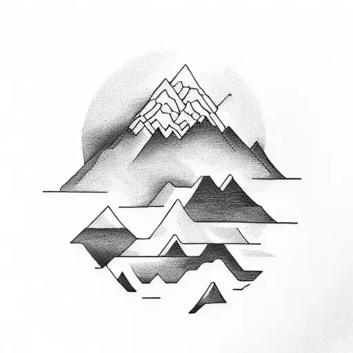 A Tattoo Of A Mountain Range With A Silhouette Of A Woman Dancing On Top