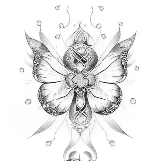 A Dotwork Tattoo Of A Music Staff With Butterflies As The Notes