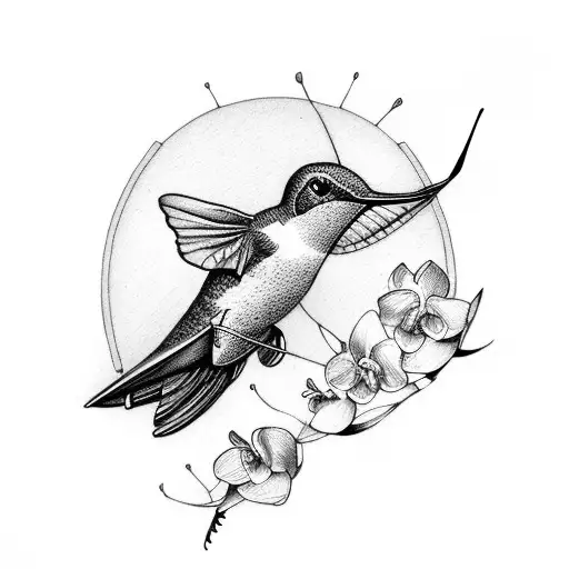 Humming Bird And Orchid