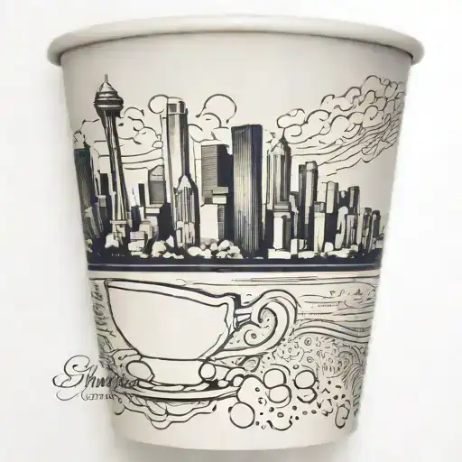 Dallas Skyline On Coffee Cup With Steam Rising