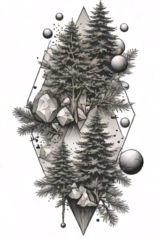 Gemstones And Fir Trees Background Looking