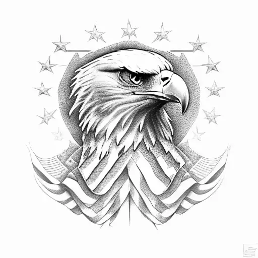 Eagle With American Flag