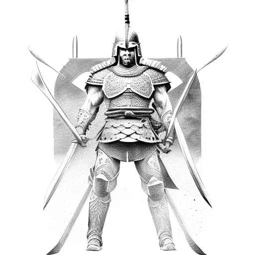 Spartan Warrior With A Samurai Sword