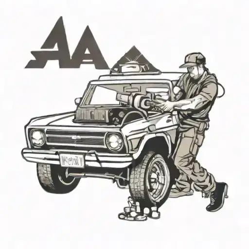 A Gangsta Style Tattoo Of A Mechanic Working On A Car With A Hidden Compartment For Illegal Goods