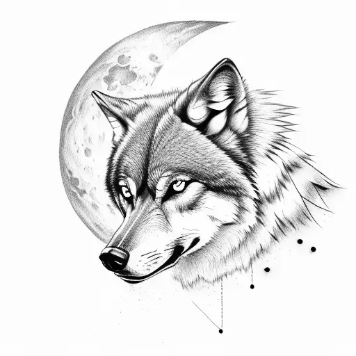 Wolf With Moon