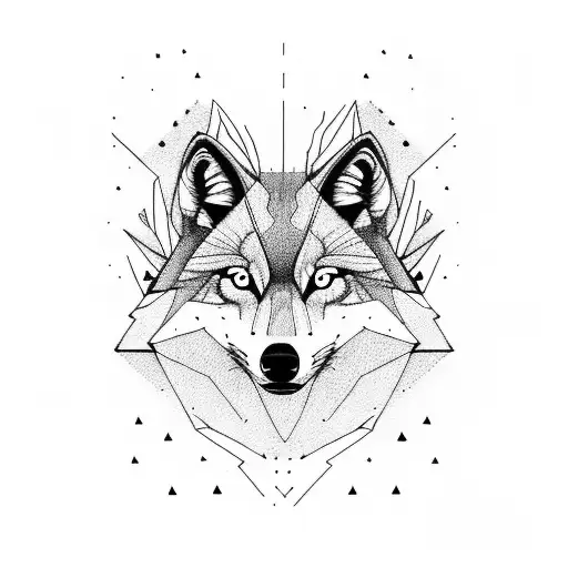 A Minimalist Design Of A Running Wolf Amidst A Forest Landscape