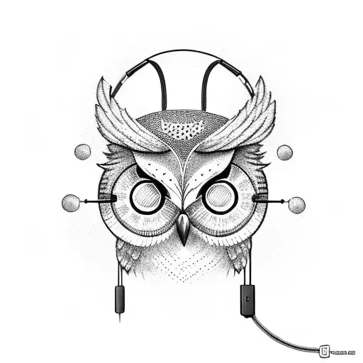 Owl Using Headphones