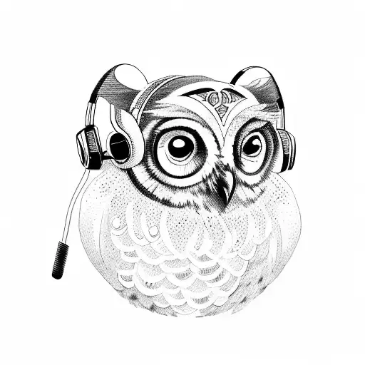 Owl Using Headphones