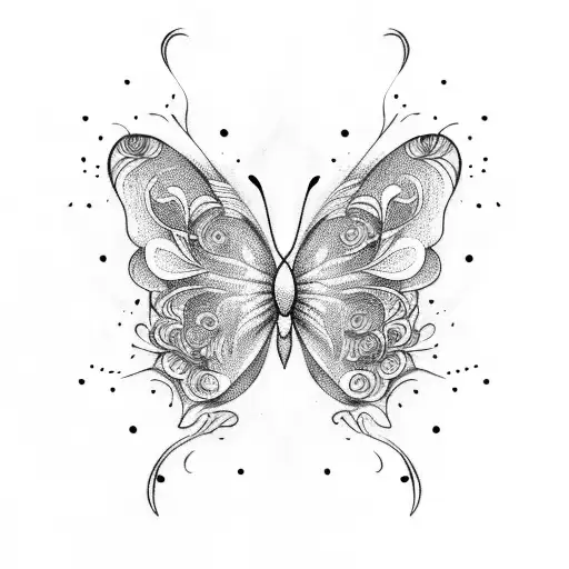 Butterfly Whimsical Fine Line Tattoo Abstract Holding Hands