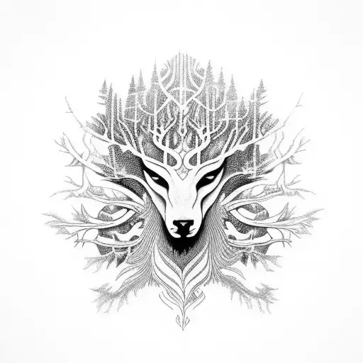 A Mystical Forest Creature Composed Of Various Animal Elements