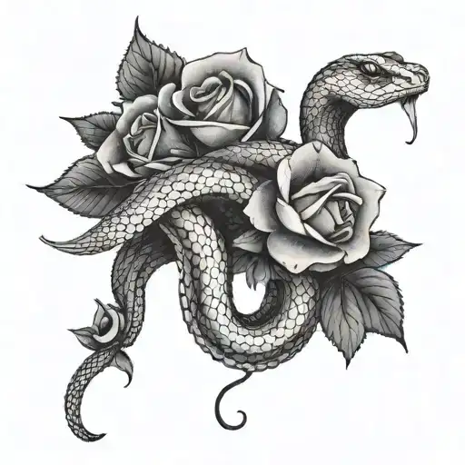 Snake Wrapped Around Rose