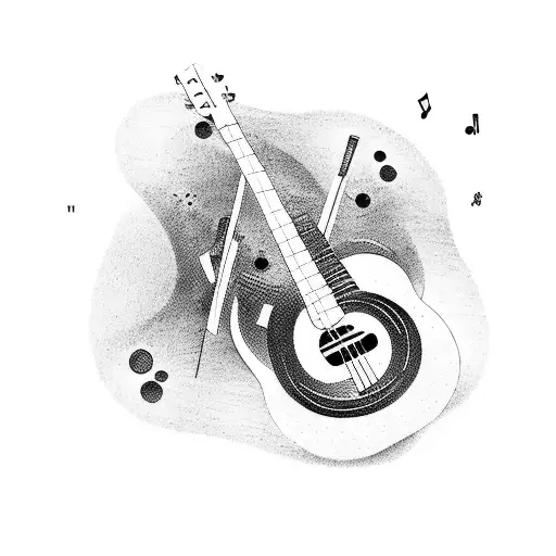 Guitar With A Piano And Music