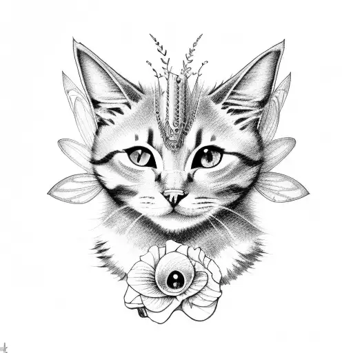 Fairy Cat With Iris Flowers