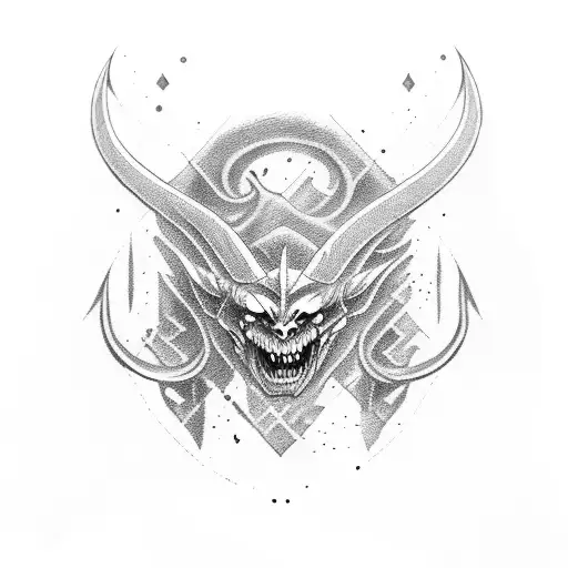 A Thin Long Sword With Half A Devil's Face