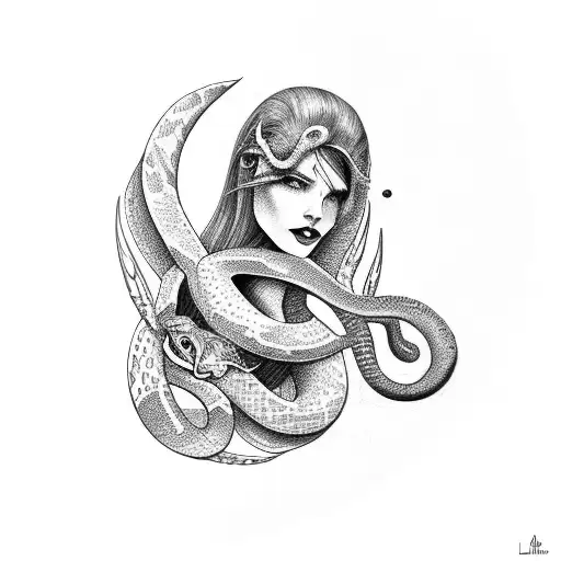 Lilith With Snake And Moon