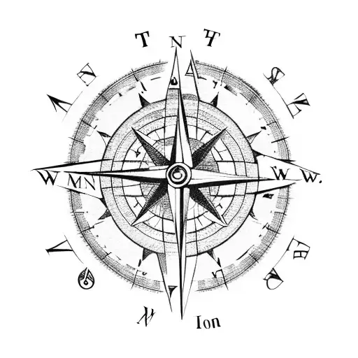 A Detailed Compass With Cardinal Directions Formed By Hunting Knives