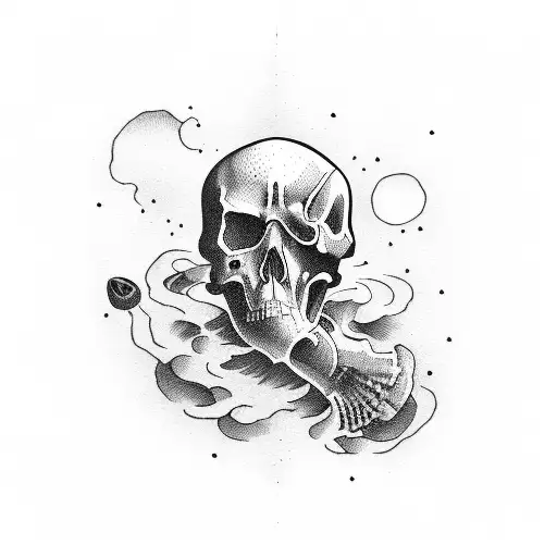 Death In Black Clothes With Artillery Shell In His Hands