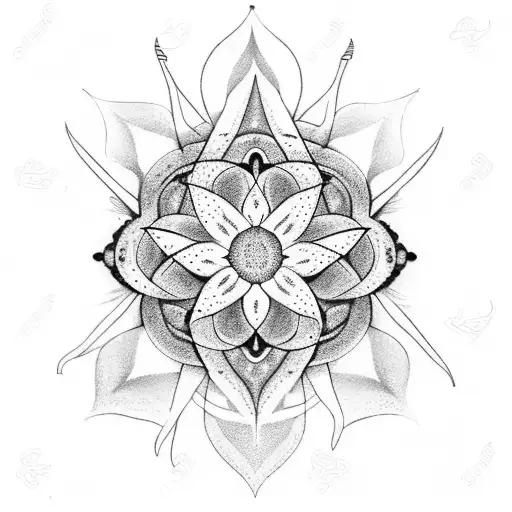 Astrological Symbols Forming A Lotus Flower Pattern