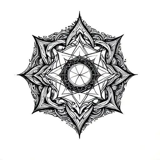 Metatrons Cube For Upperarm With Mandala Background
