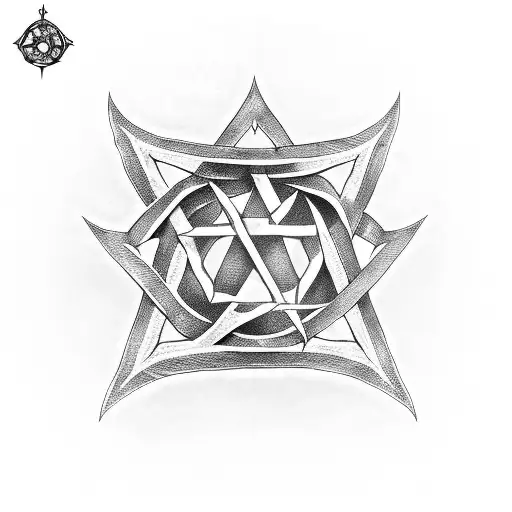 Two Iron Swords Across The Star Of David In Pixelated Form