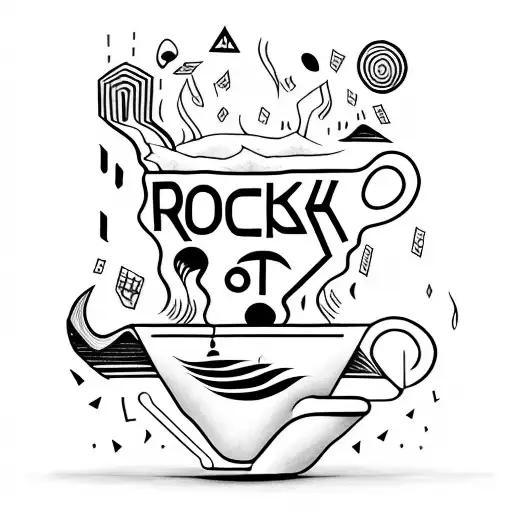 A Rock And Pop Music-inspired Tattoo Featuring A Coffee Cup