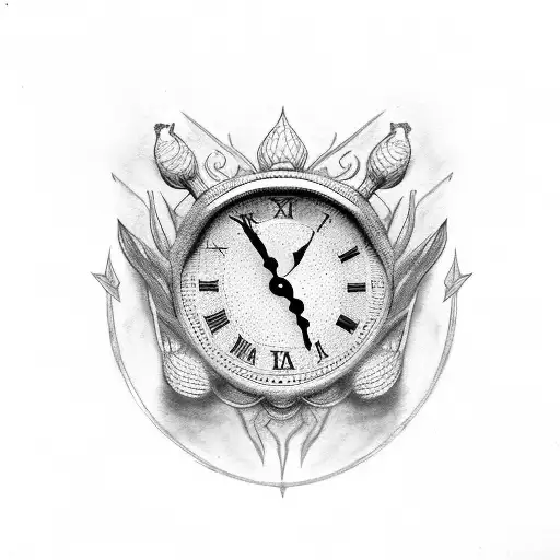 Roman Numerals With Clock And A Sunflowrr