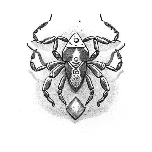 A Detailed Scorpion Crawling On A Shield With A Camping Scene Inside