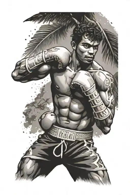 Create A Tattoo That Symbolizes The Strength And Resilience Of Sri Lanka Through Boxing Imagery