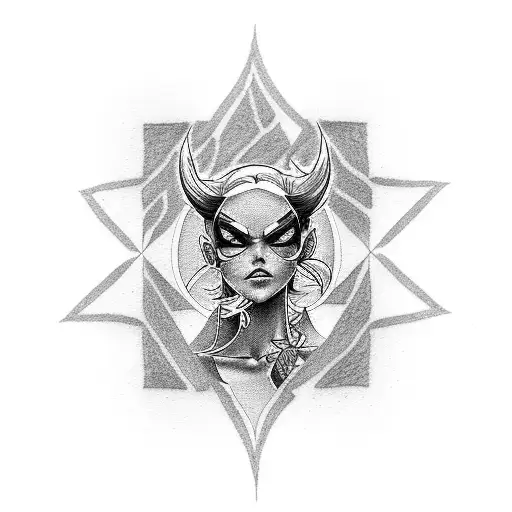 A Tattoo Of Nico Robin From Animes In Dotwork Style