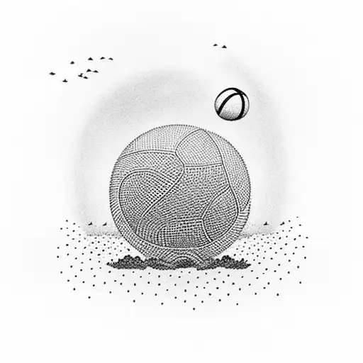 A Beach Sunset With A Volleyball And A Book As Silhouettes In The Foreground