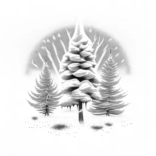 Pine Tree With A Thin Black Line Through The Middle That Sticks Out A Bit At The Top And The Bottom