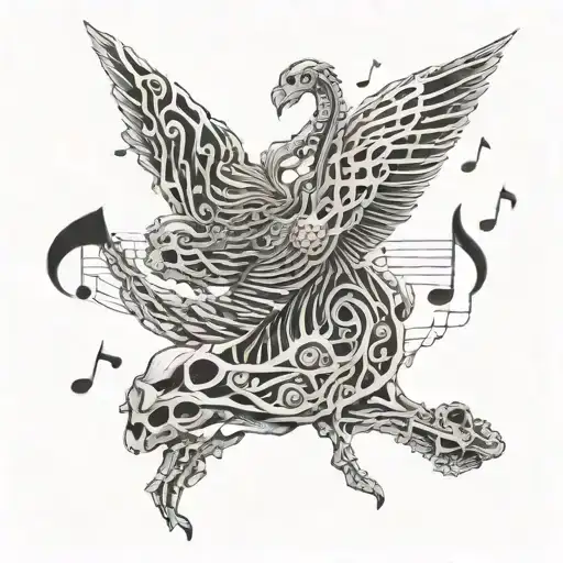 A Mystical Creature Made Of Bones And Music Notes