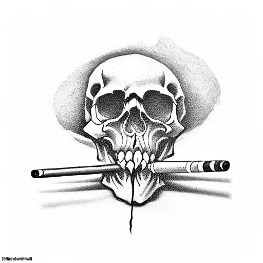 Western Cowboy Skull Smoking A Cigarette