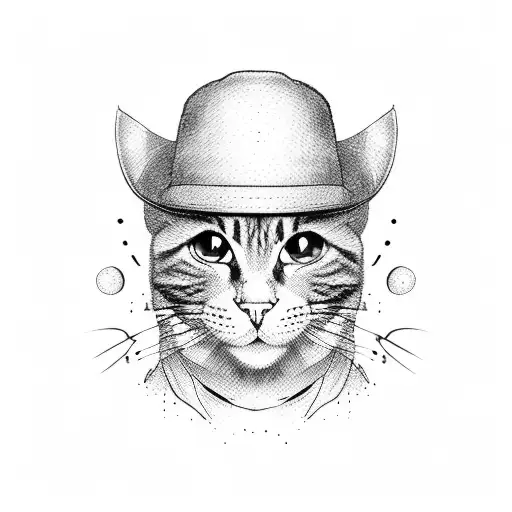 Guy In Hat Eith Lobg Hair Till Shoulders With Cat