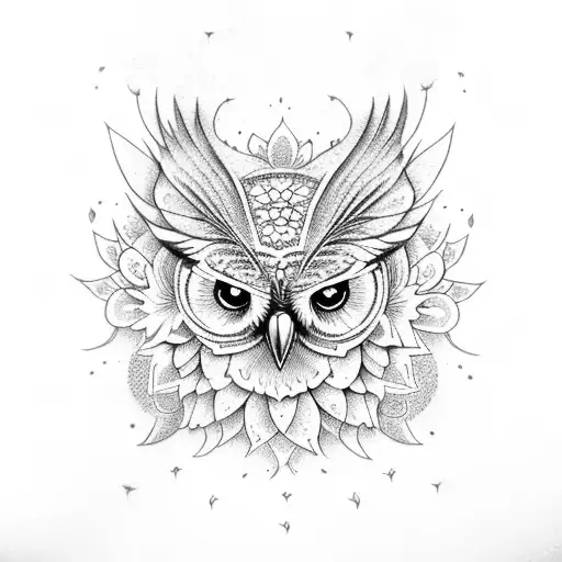 Owl With Flowers Around